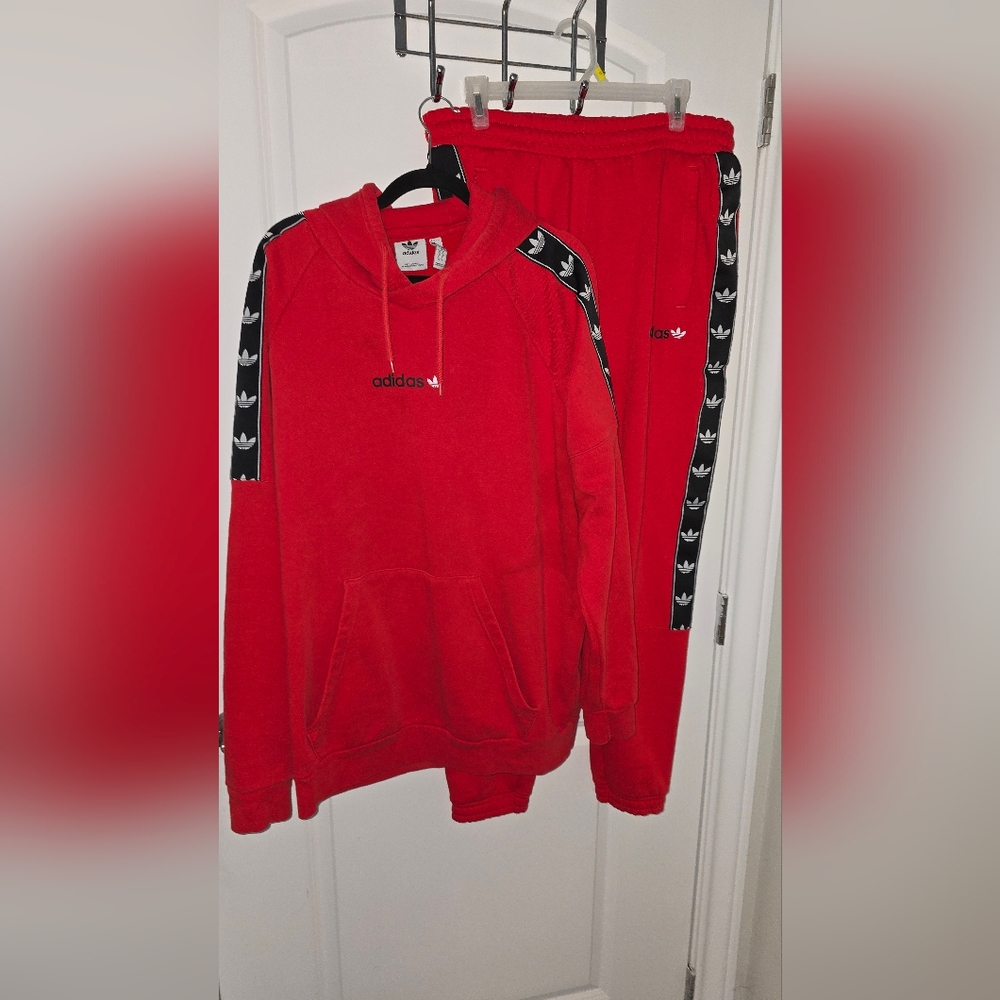 Adidas Red Hoodie & Sweatpants
